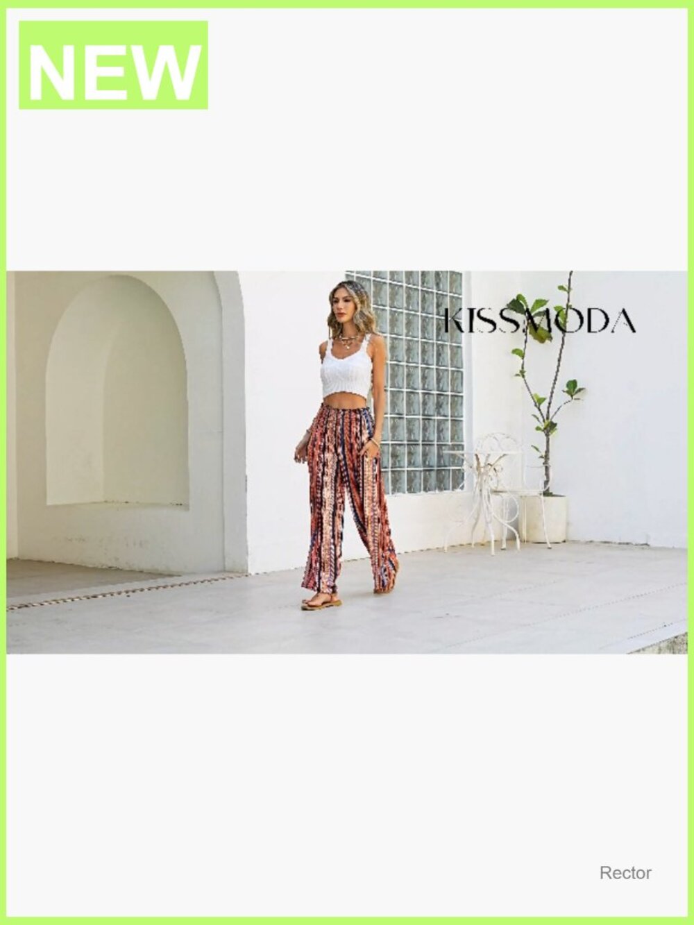 Wide Leg Palazzo Pants High Waisted Elastic Smocked Waist Flowy Casual with - Picture 6 of 7